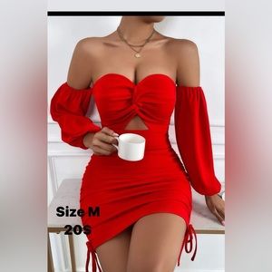 Off shoulder Drawstring bodycon dress.worn once for an event.